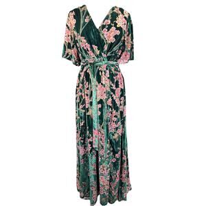 Baltic Born NWT Green Velvet Floral Long Uma Maxi Dress XXL Romantic Wedding
